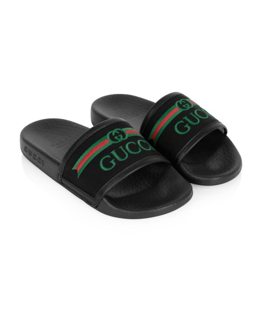 Gucci Rubber Logo Embossed Sliders de pas cher