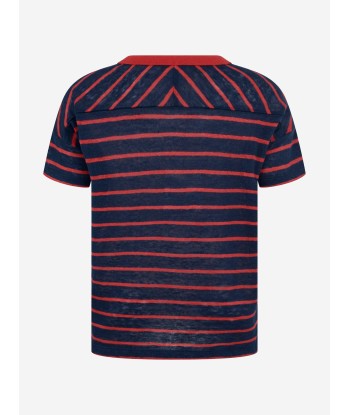 GUCCI Girls Linen Striped T-Shirt de pas cher