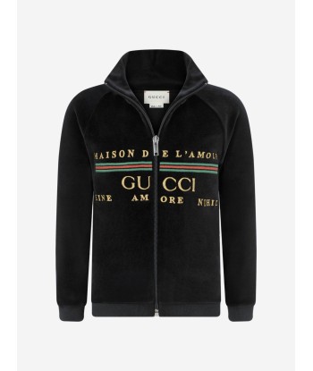 GUCCI Kids Chenille Logo Embroidered Zip Up Top la colonne vertébrale