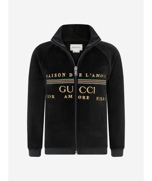 GUCCI Kids Chenille Logo Embroidered Zip Up Top la colonne vertébrale