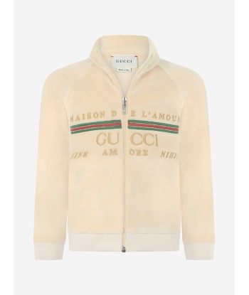 GUCCI Baby Chenille Embroidered Logo Zip Up Top en ligne des produits 