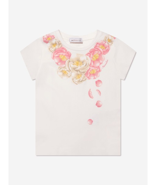 Monnalisa Girls Flower Print T-Shirt in Ivory l'évolution des habitudes 