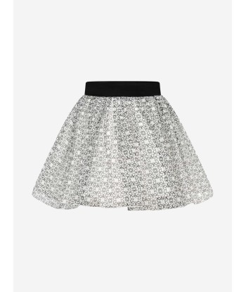 Elie Saab Girls Ivory & Black Silk Skirt de la marque