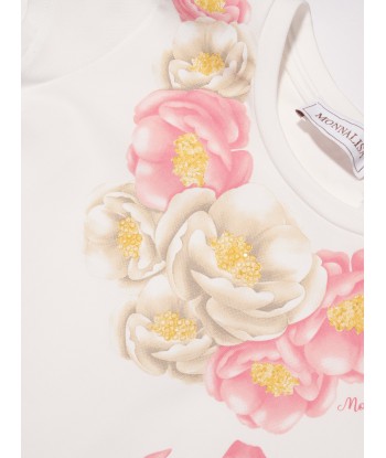 Monnalisa Girls Flower Print T-Shirt in Ivory l'évolution des habitudes 