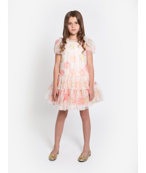 Monnalisa Girls Tulle Ruffle Dress in Ivory le concept de la Pate a emporter 