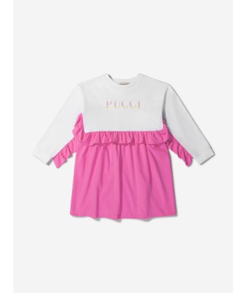 Pucci Girls Cotton Ruffle Trim Logo Dress prix pour 