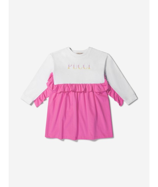 Pucci Girls Cotton Ruffle Trim Logo Dress prix pour 