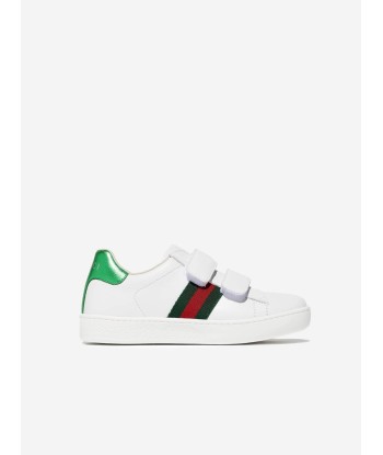 GUCCI Leather Velcro Trainers With Stripe Profitez des Offres !