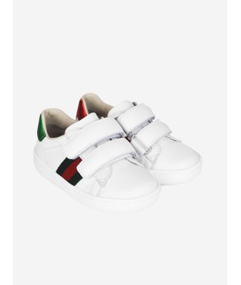 GUCCI Leather Velcro Trainers With Stripe Profitez des Offres !