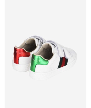 GUCCI Leather Velcro Trainers With Stripe Profitez des Offres !