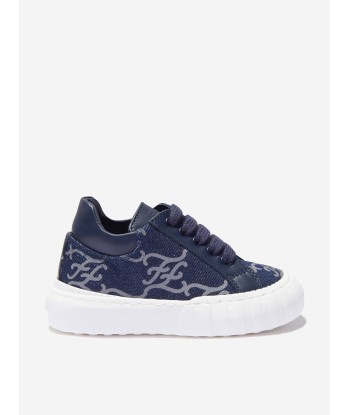 Fendi Unisex Denim And Leather FF Logo Trainers ou a consommer sur place