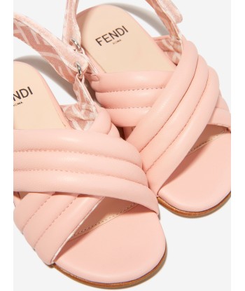 Fendi Girls Leather Logo Strap Sandals offre 