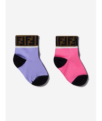 Fendi Unisex Cotton Logo Trim Socks Set (2 Pack) Découvrez la collection