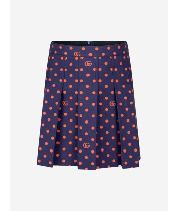 Gucci Girls Navy GG Embroidered Skirt Faites des économies