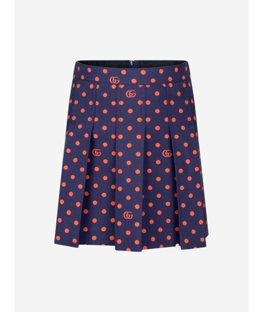 Gucci Girls Navy GG Embroidered Skirt Faites des économies