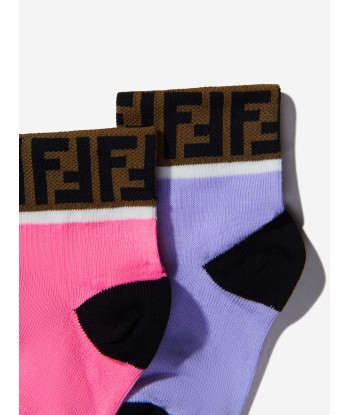 Fendi Unisex Cotton Logo Trim Socks Set (2 Pack) Découvrez la collection