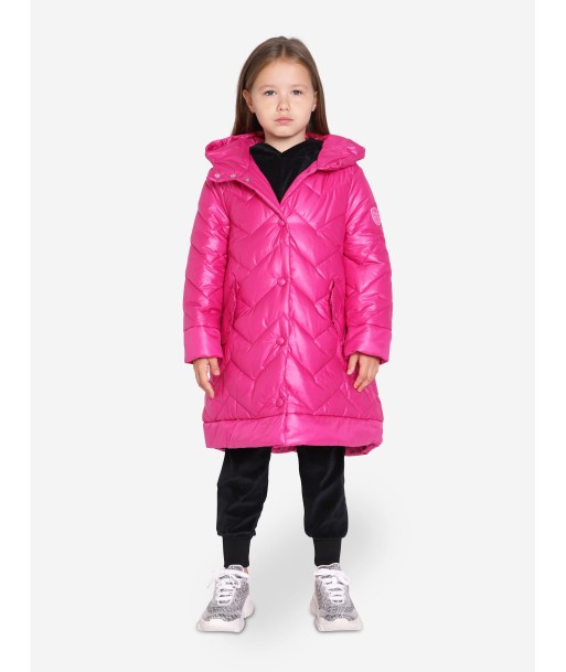 Monnalisa Girls Down Quilted Hooded Coat In Pink shop