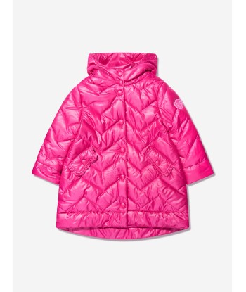 Monnalisa Girls Down Quilted Hooded Coat In Pink shop