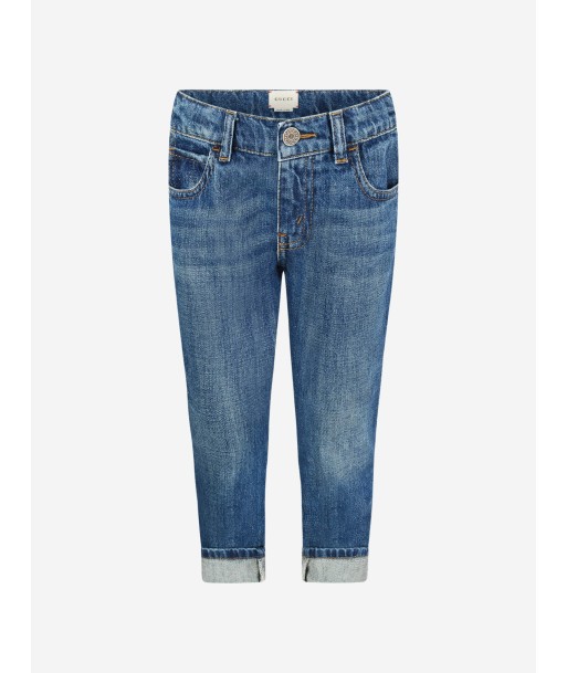 Gucci Boys Denim Turn Up Jeans With Webbing Faites des économies