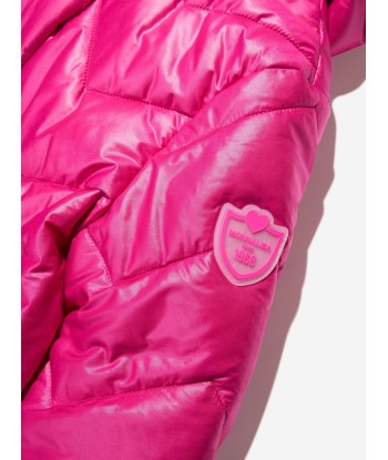 Monnalisa Girls Down Quilted Hooded Coat In Pink shop