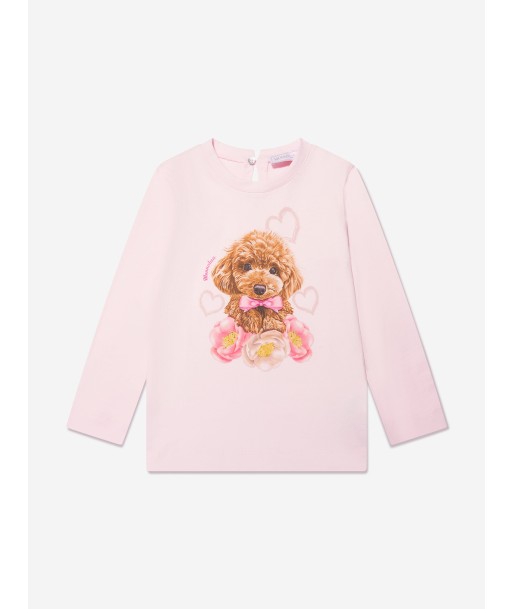 Monnalisa Girls Long Sleeve Dog T-Shirt in Pink 50-70% off 