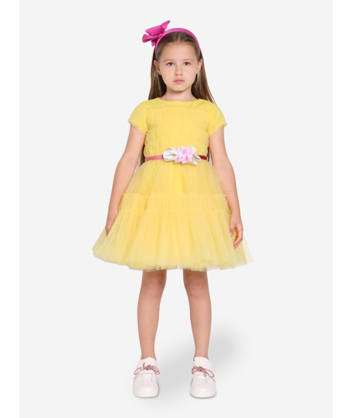 Monnalisa Girls Tulle Dress in Yellow meilleur choix