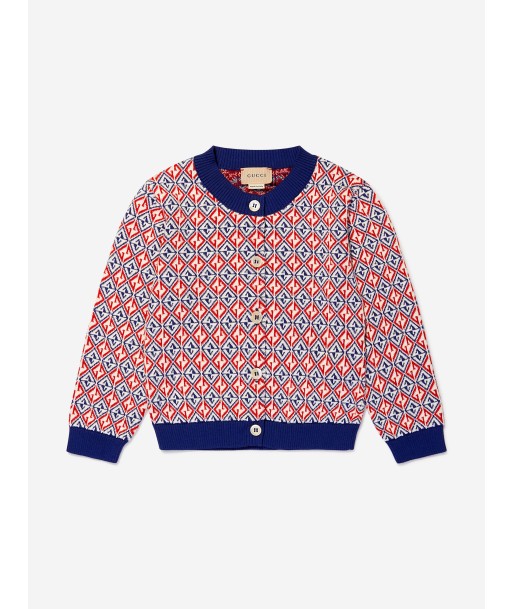 Gucci Girls Cotton Geometric GG Cardigan pas chere