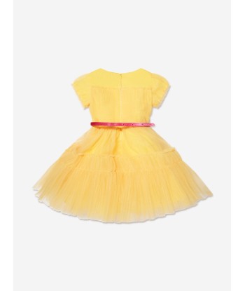 Monnalisa Girls Tulle Dress in Yellow meilleur choix