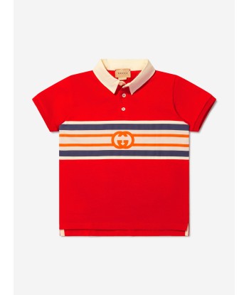 Gucci Boys Cotton Jersey Logo Polo Shirt soldes