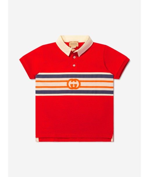 Gucci Boys Cotton Jersey Logo Polo Shirt soldes