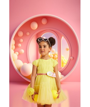 Monnalisa Girls Tulle Dress in Yellow meilleur choix