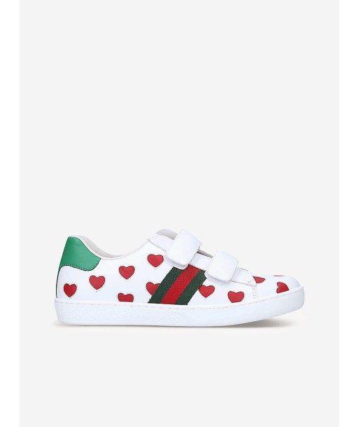 Gucci Girls Leather Heart Ace Trainers solde