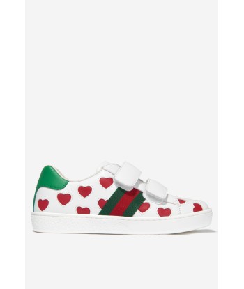 Gucci Girls Leather Heart Ace Trainers Voir les baskets