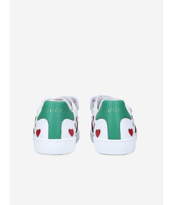 Gucci Girls Leather Heart Ace Trainers solde