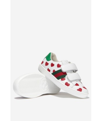 Gucci Girls Leather Heart Ace Trainers Voir les baskets