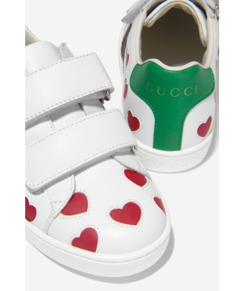 Gucci Girls Leather Heart Ace Trainers Voir les baskets