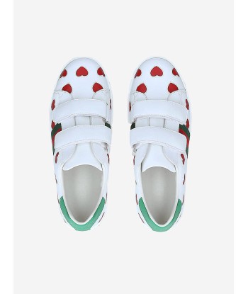 Gucci Girls Leather Heart Ace Trainers solde