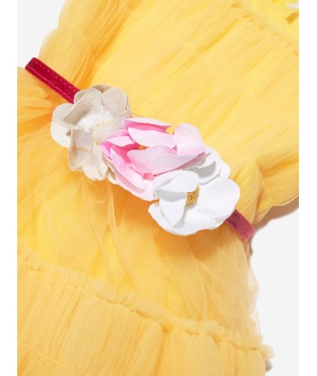 Monnalisa Girls Tulle Dress in Yellow meilleur choix