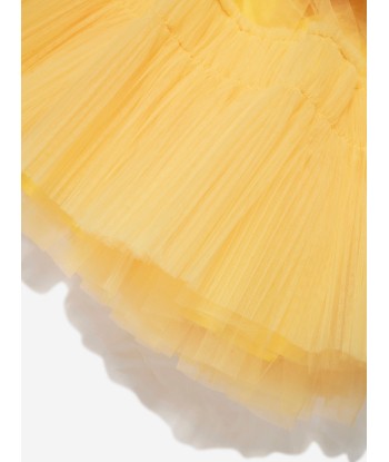 Monnalisa Girls Tulle Dress in Yellow meilleur choix