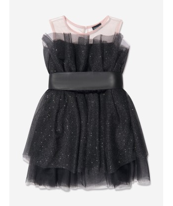 Monnalisa Girls Glittery Tulle Mini Dress in Black Venez découvrir notre 