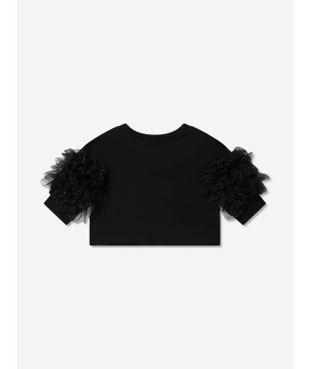 Monnalisa Girls Ruffle Tulle Cropped T-Shirt in Black Comparez et commandez 