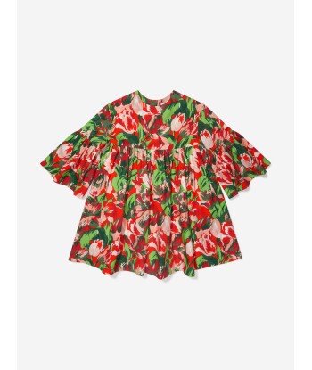 KENZO Girls Cotton Poplin Floral Dress de pas cher