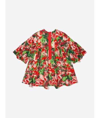 KENZO Girls Cotton Poplin Floral Dress de pas cher