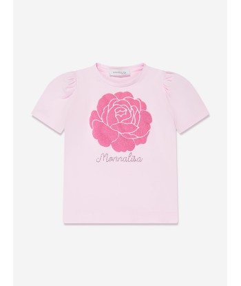 Monnalisa Girls Glitter Rose T-Shirt in Pink Les magasins à Paris