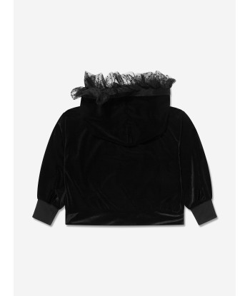 Monnalisa Girls Velvet Tulle Hoodie in Black À commander