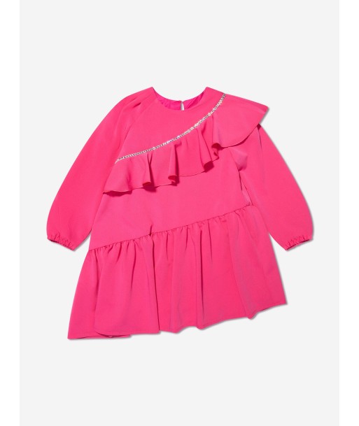 Monnalisa Girls Embellished Ruffle Dress in Pink Paris Déstockage Promo