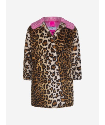 Monnalisa Girls Print Faux Fur Coat Fin de série