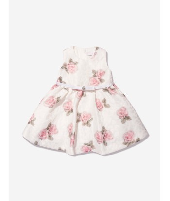 Monnalisa Baby Girls Sleeveless Rose Print Dress in White le des métaux précieux