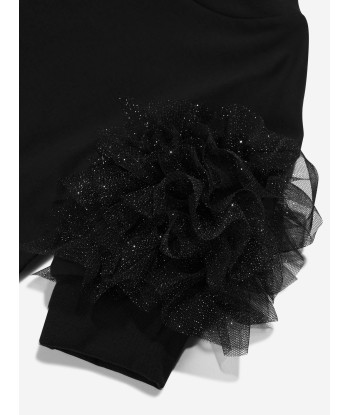 Monnalisa Girls Ruffle Tulle Cropped T-Shirt in Black Comparez et commandez 