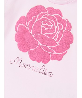 Monnalisa Girls Glitter Rose T-Shirt in Pink Les magasins à Paris